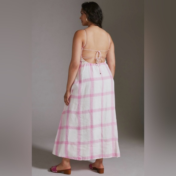 Anthropologie Maeve Linen Tie-Back Maxi Dress - Picture 2 of 10